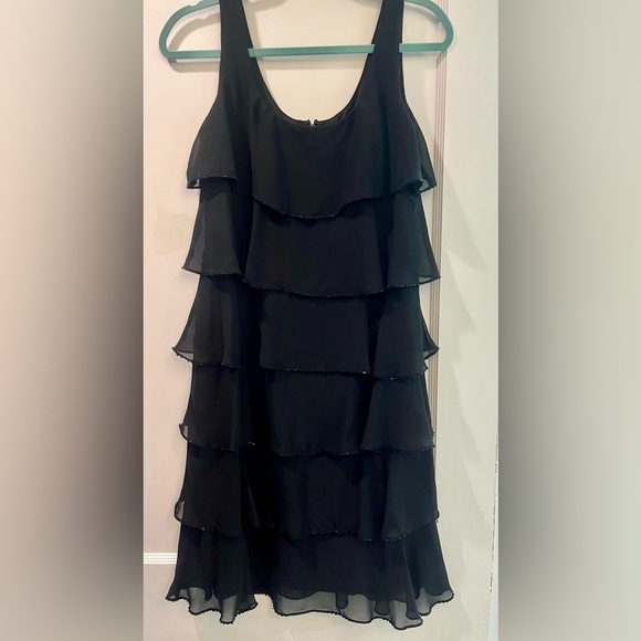 Patra Black Tiered Beaded Mini Dress Flapper Size 6 - Picture 1 of 6